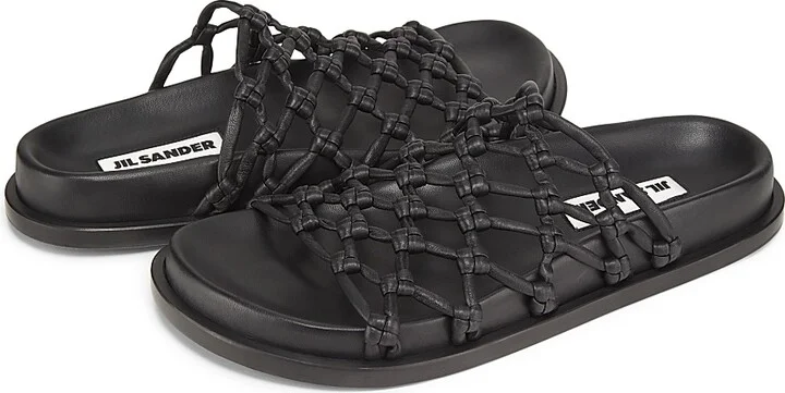 Women's Woven Leather Sandals - Black - Size 8 - Image 2