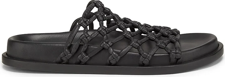 Women's Woven Leather Sandals - Black - Size 8
