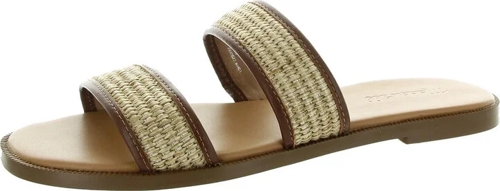 Womens Woven Leather Slide Sandals