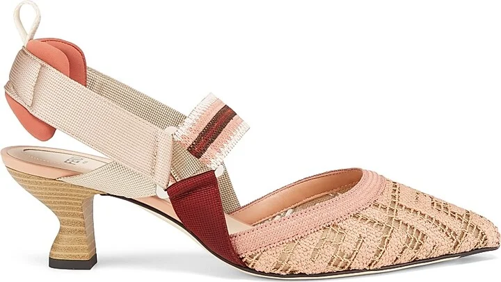 Women's Woven Logo 55MM Slingback Pumps - Rose - Size 5.5