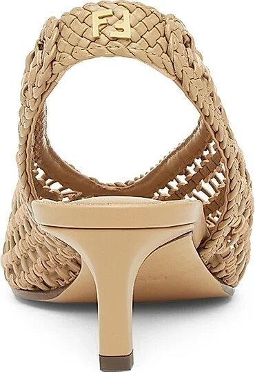Women's Woven Show Leather Slingback Pumps - Bianco - Size 5 - Image 6