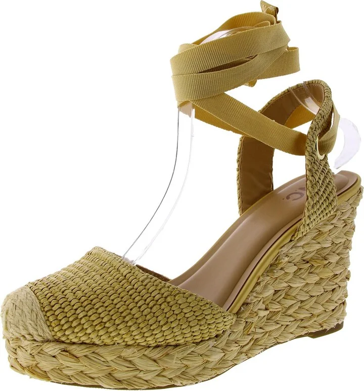Womens Woven Strappy Wedge Sandals