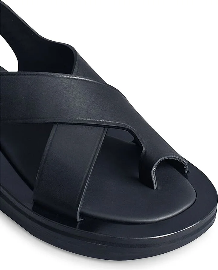 Women's Wrapped-Toe Leather Sandals - Black - Size 6 - Image 3