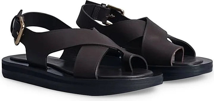 Women's Wrapped-Toe Leather Sandals - Black - Size 6 - Image 4