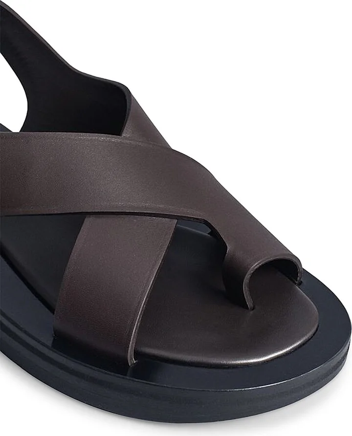 Women's Wrapped-Toe Leather Sandals - Black - Size 6 - Image 5