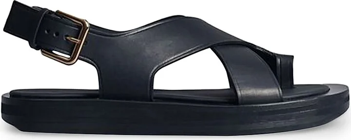Women's Wrapped-Toe Leather Sandals - Black - Size 6