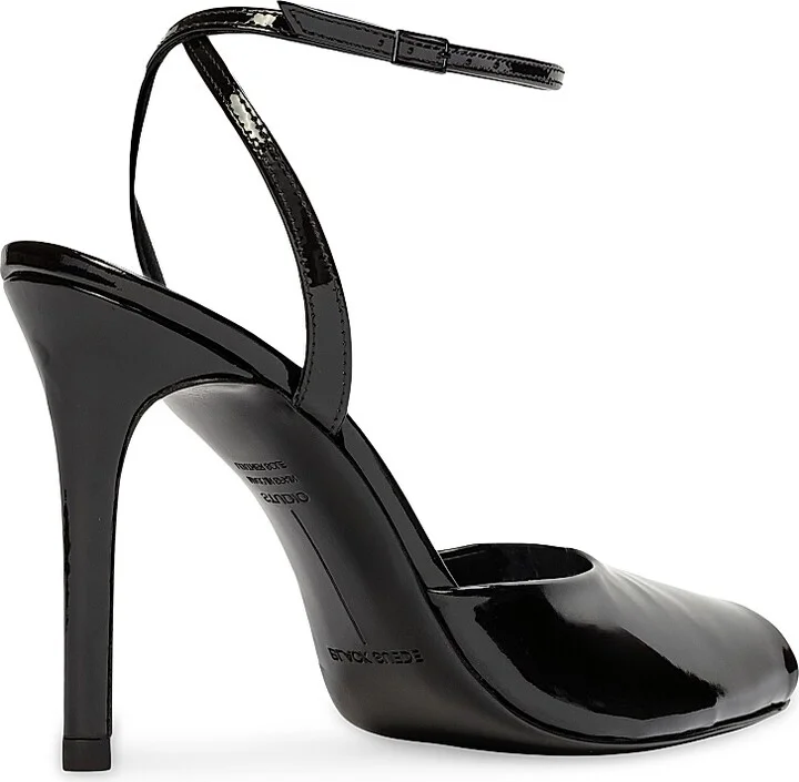Women's Wren 100MM Peep Toe Sandals - Black Patent Leather - Size 7 - Image 4