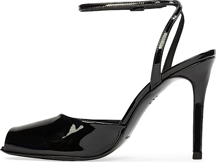 Women's Wren 100MM Peep Toe Sandals - Black Patent Leather - Size 7 - Image 5