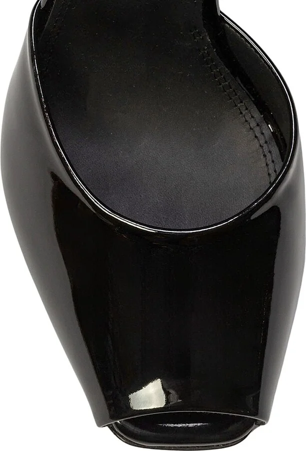 Women's Wren 100MM Peep Toe Sandals - Black Patent Leather - Size 7 - Image 6