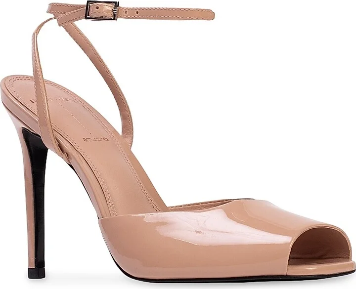 Women's Wren 100MM Peep Toe Sandals - Black Patent Leather - Size 7 - Image 8