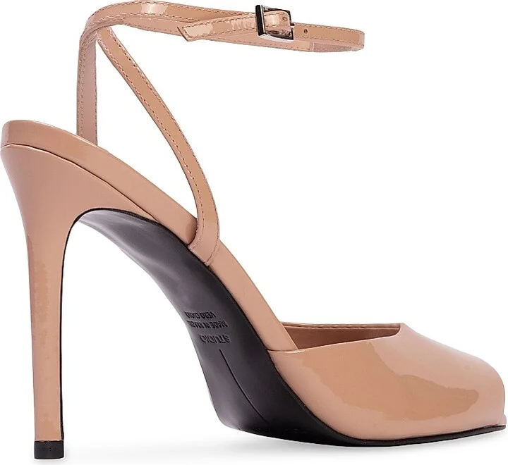 Women's Wren 100MM Peep Toe Sandals - Black Patent Leather - Size 7 - Image 9