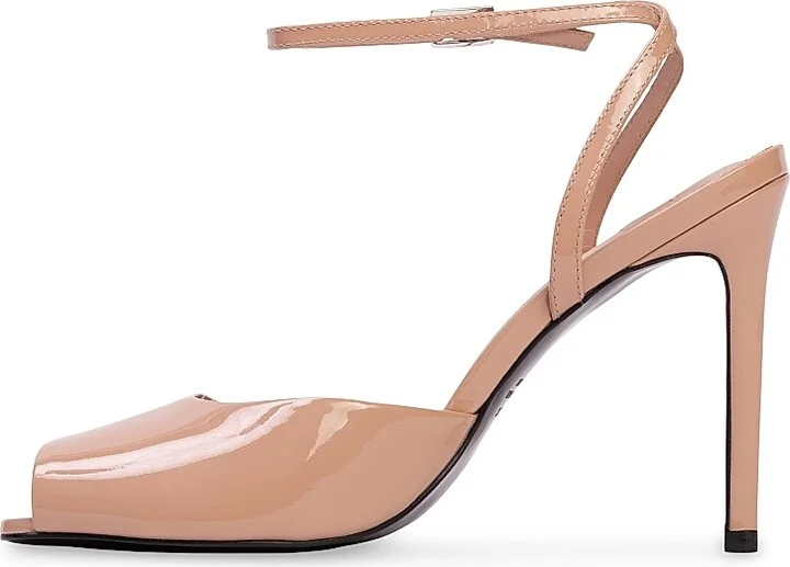 Women's Wren 100MM Peep Toe Sandals - Black Patent Leather - Size 7 - Image 10