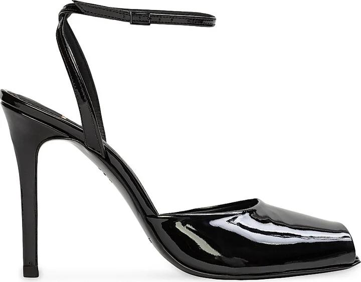Women's Wren 100MM Peep Toe Sandals - Black Patent Leather - Size 7