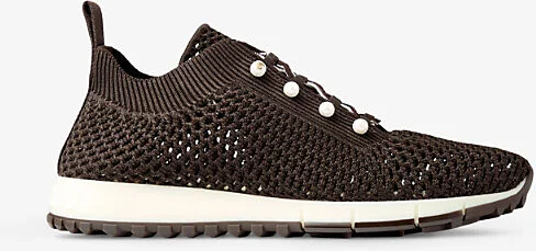 Womens x Coffee Veles Pearl-Embellished Crochet-Knit Low-Top Trainers Eur 38/5 Uk Women