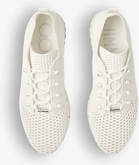 Womens x Latte Mix Veles Pearl-Embellished Knitted Low-Top Trainers Eur 37.5 / 4.5 Uk Women - Image 2