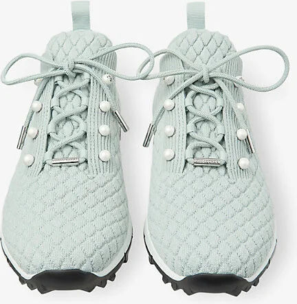 Womens x Light Verde Veles Diamond-Texture Knitted Low-Top Trainers Eur 35.5/2.5 Uk Women - Image 2