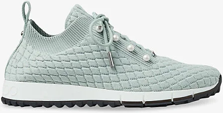 Womens x Light Verde Veles Diamond-Texture Knitted Low-Top Trainers Eur 35.5/2.5 Uk Women