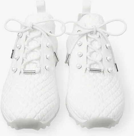 Womens x White Veles Diamond-Texture Knitted Low-Top Trainers 10 - Image 2