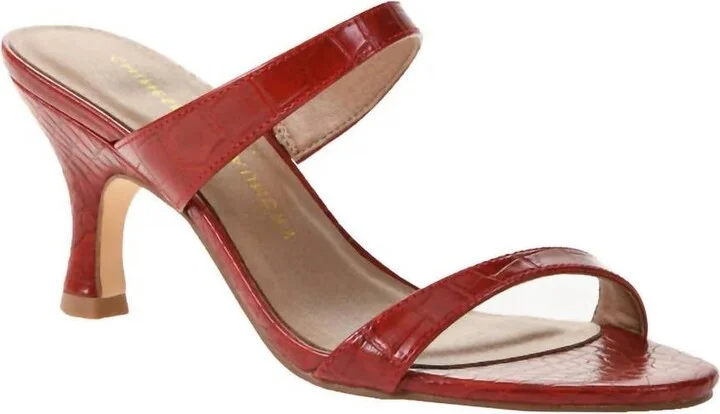 Women's Yamila Cool Croc Low Heel Sandal In Red