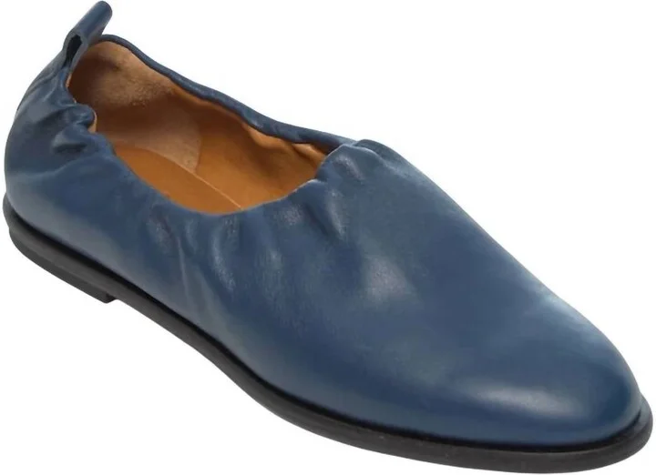 Women's Yano Classic Slip On Flat In Jeans Leather