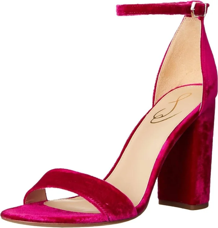 Women's Yaro Velvet Block Heels In Raspberry Velvet
