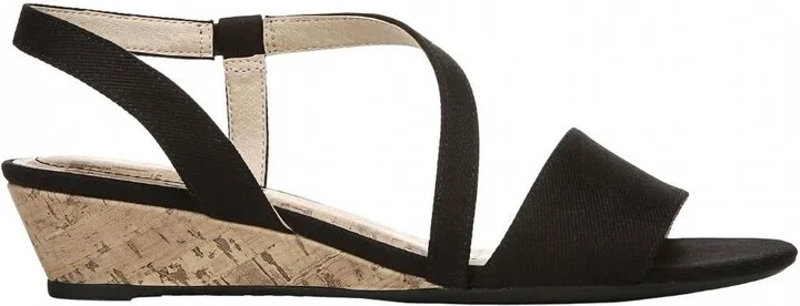 Women's Yasmine Wedge Sandals In Black Canvas