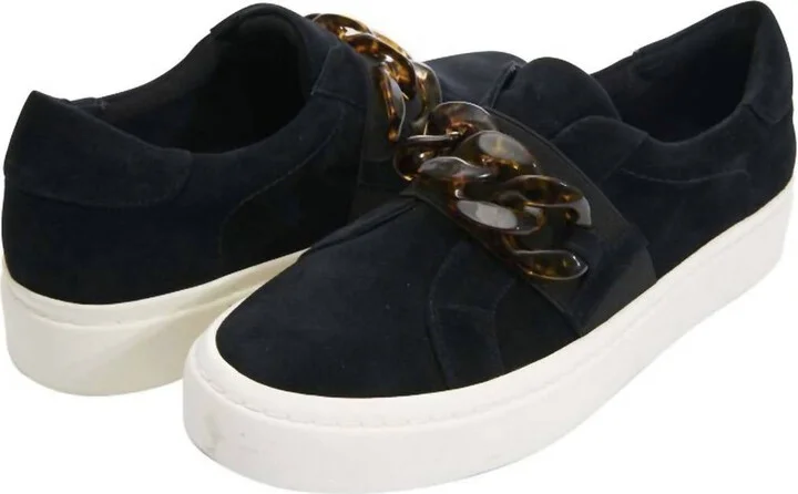 Women's Yazz Slip On Chain Sneaker In Black Suede