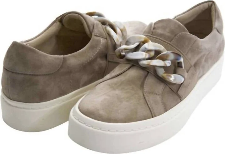 Women's Yazz Slip On Chain Sneaker In Truffle Suede
