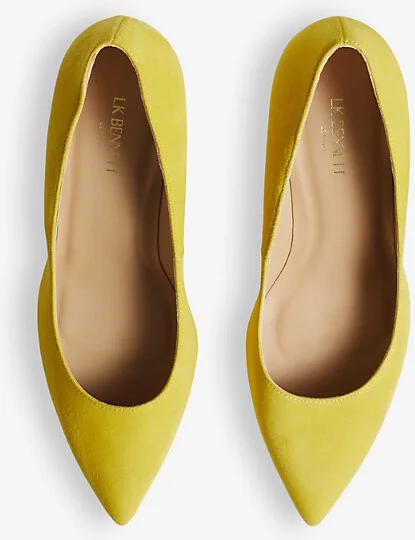 Womens Yel-Yellow Floret Heeled Suede Court Shoes Eur 38/5 Uk Women - Image 2