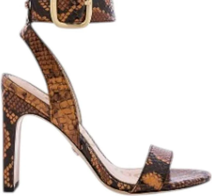 Women's Yola Snake Print Leather Heels In Orange Snake Print Leather