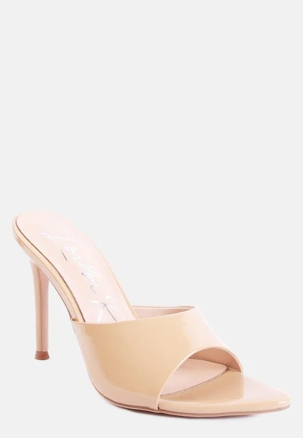 Womens Yule Ball Patent Faux Leather High Heel Sandals - Image 2
