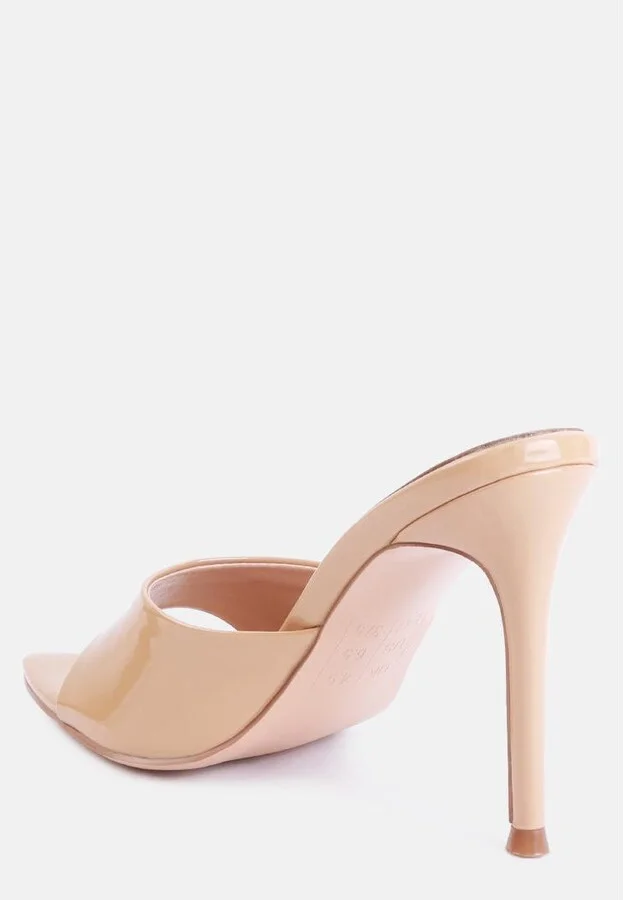 Womens Yule Ball Patent Faux Leather High Heel Sandals - Image 3