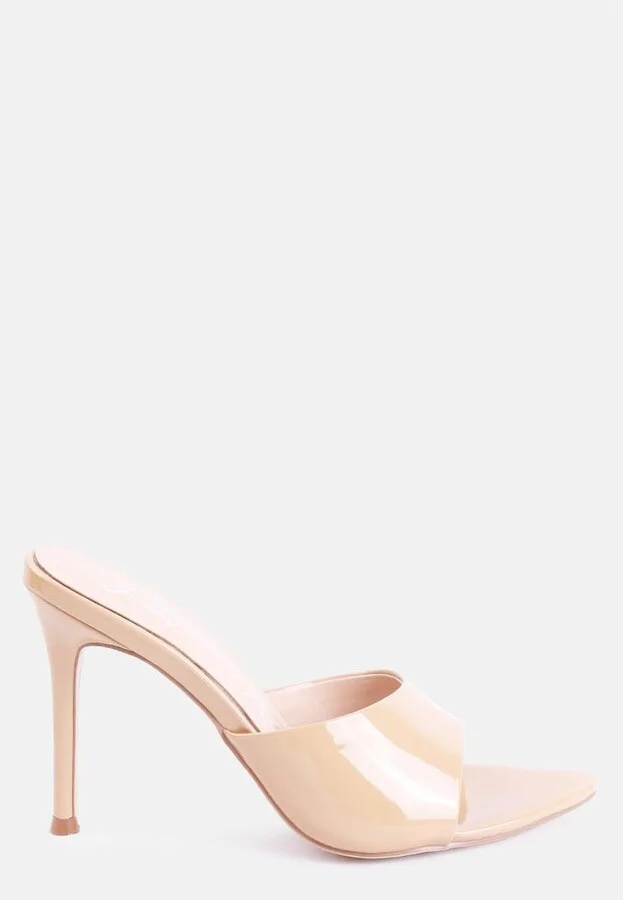 Womens Yule Ball Patent Faux Leather High Heel Sandals