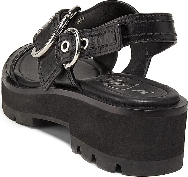 Women's Z-Strap Lug-Sole Leather Sandals - Black - Size 5 - Image 3