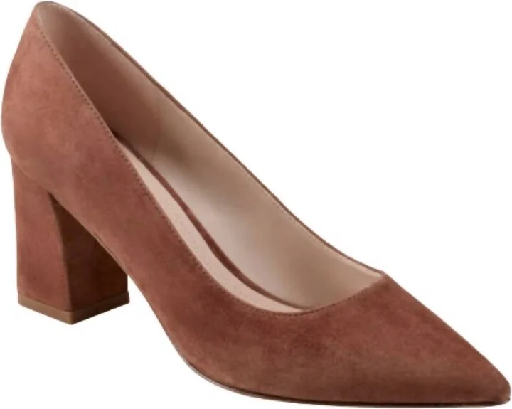 Women's Zala Block Heel Pump In Med Nat Suede