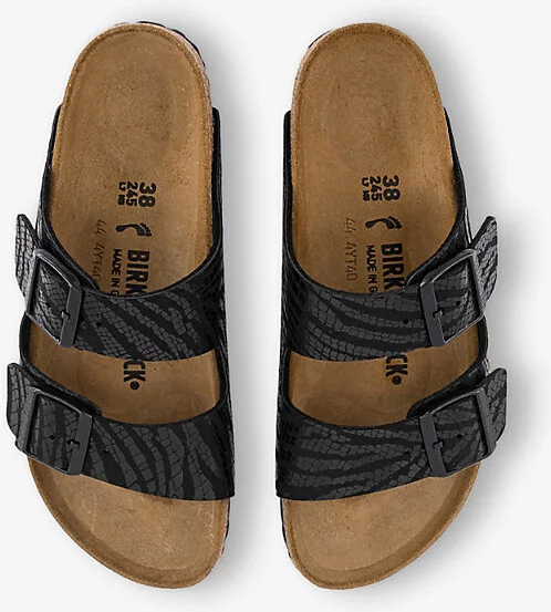 Womens Zebra Arizona Two-Strap Leather Flat Sandals Eur 38/5 Uk Women - Image 2