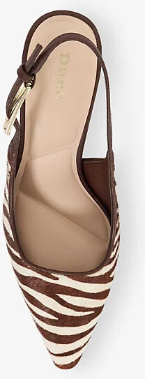 Womens Zebra Print Leather Closed Zebra Leather Heeled Courts Eur 39 / 6 Uk Women - Image 2
