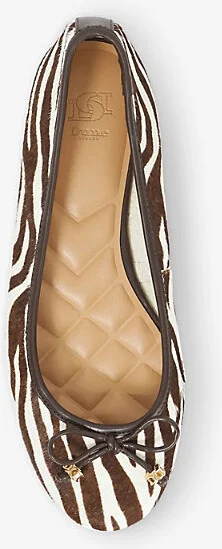 Womens Zebra Print Leather Hallo Zebra Leather Ballet Flats Eur 37 / 4 Uk Women - Image 2