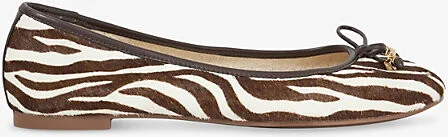 Womens Zebra Print Leather Hallo Zebra Leather Ballet Flats Eur 37 / 4 Uk Women