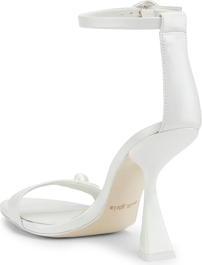 Women's Zenita Pearl-Embellished Leather 100MM Heel Sandals - Pearl - Size 5 - Image 3