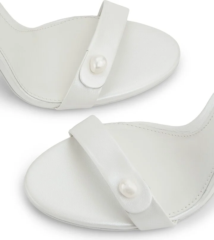 Women's Zenita Pearl-Embellished Leather 100MM Heel Sandals - Pearl - Size 5 - Image 5