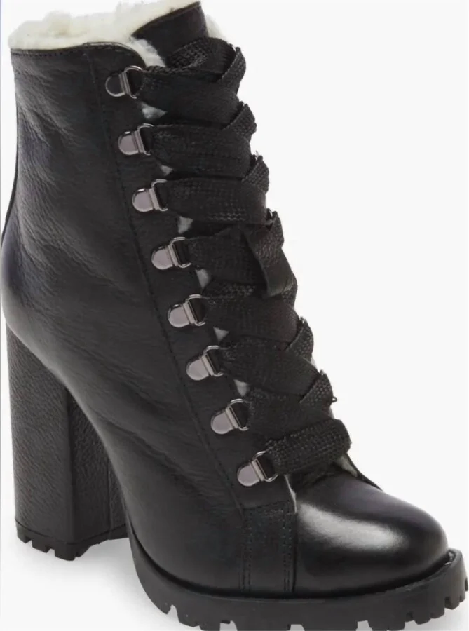 Women's Zhara Combat Lug Sole Lace Up Bootie In Black