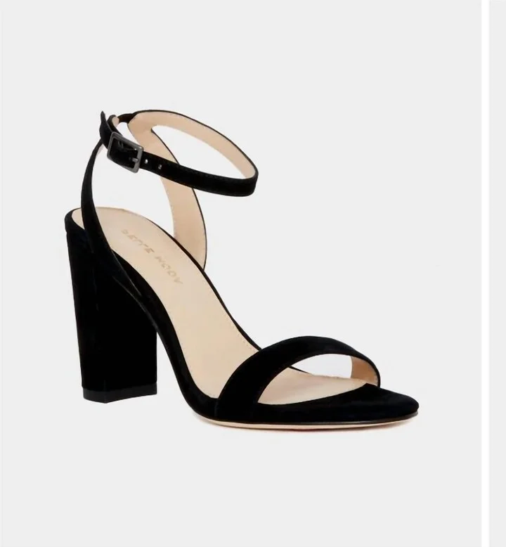 Women's Zia Suede Block Heels In Black Kid Suede