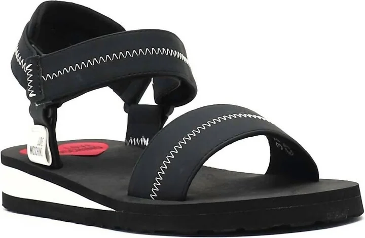 Women's Zig Zag Motive Sandals In Black
