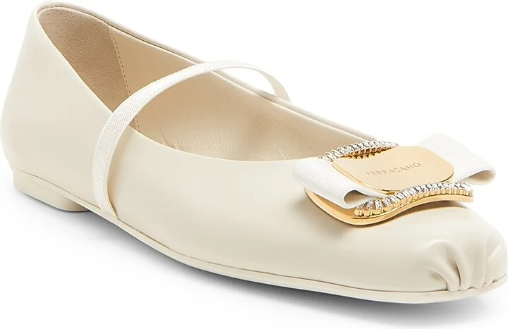 Women's Zina Crystal-Embellished Leather Flats - Mascarpone - Size 5 - Image 2
