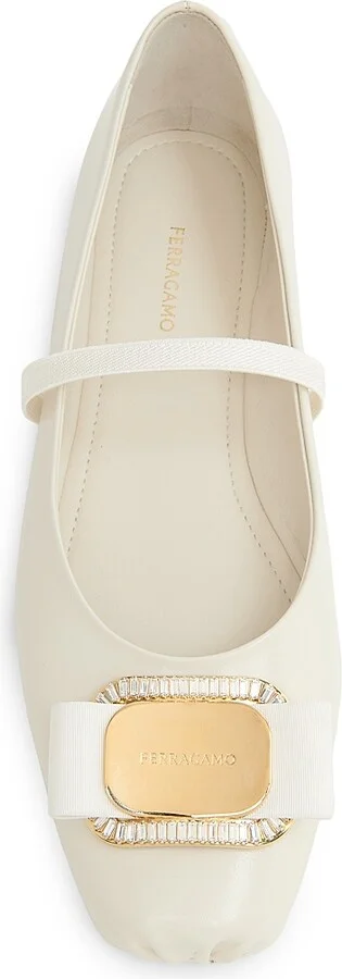 Women's Zina Crystal-Embellished Leather Flats - Mascarpone - Size 5 - Image 4