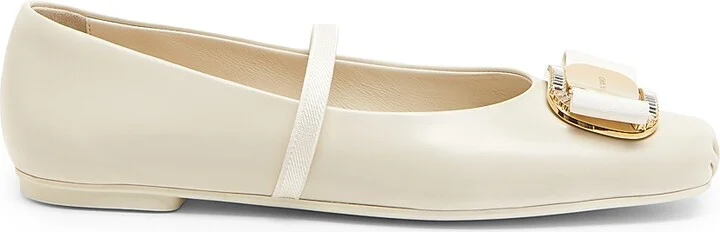 Women's Zina Crystal-Embellished Leather Flats - Mascarpone - Size 5