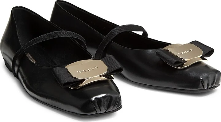 Women's Zina Leather Ballet Flats - Nero - Size 7 - Image 2
