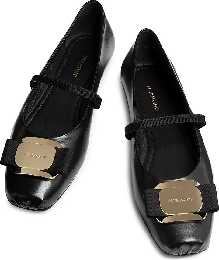 Women's Zina Leather Ballet Flats - Nero - Size 7 - Image 4
