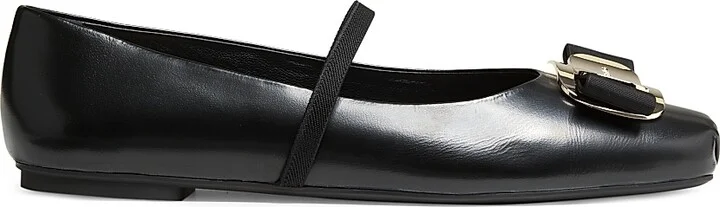 Women's Zina Leather Ballet Flats - Nero - Size 7